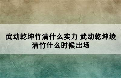 武动乾坤竹清什么实力 武动乾坤绫清竹什么时候出场